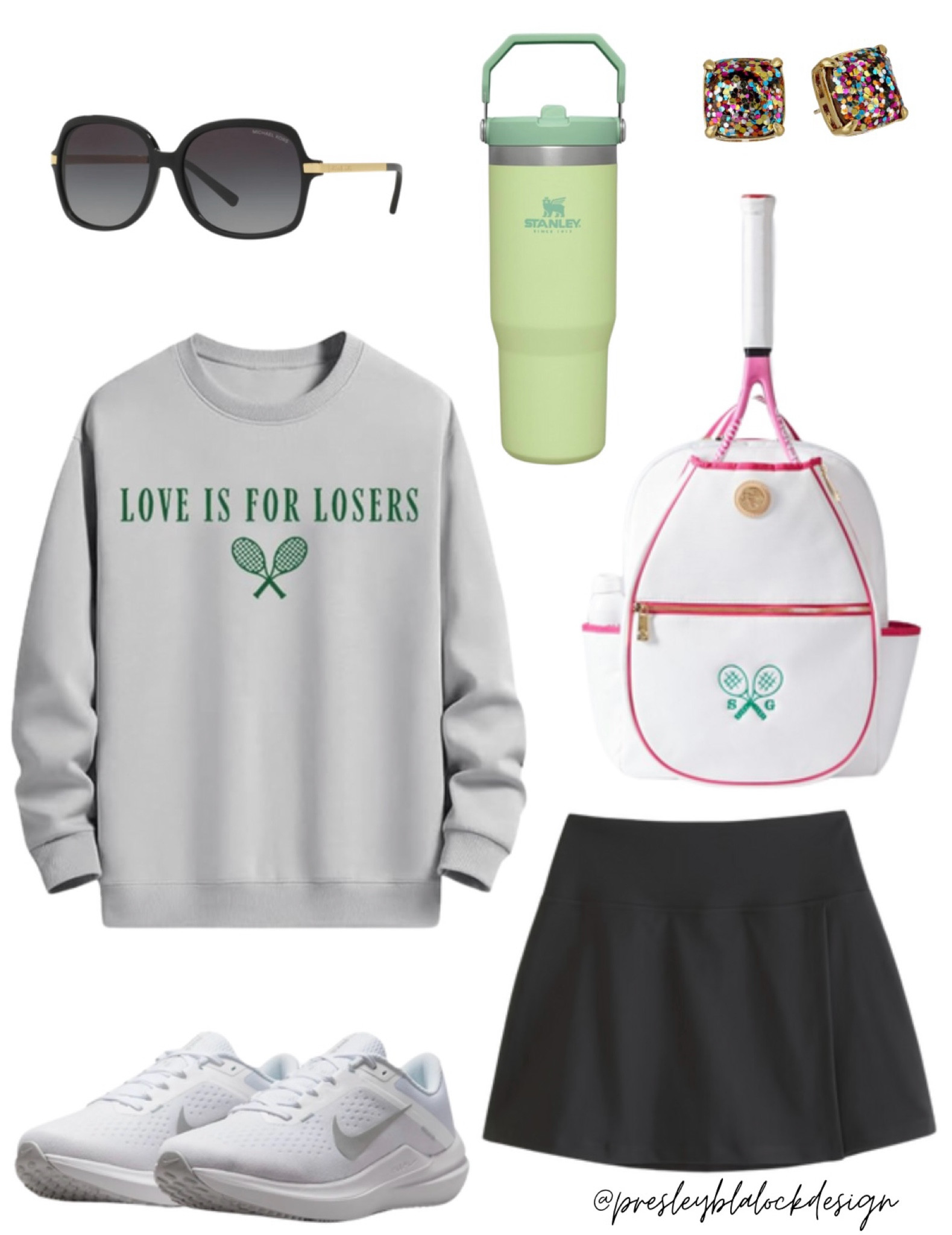 Tennis Outfit / Sweatshirt / Tennis Skirt / Tennis Skort / Nike Sneakers / Stanley Cup / Tennis Bag / Earrings / Sunglasses / Amazon Outfit / Amazon Fashion / Fitness Fashion / Athleisure / Sale Alert / Abercrombie 

#LTKActive #LTKSummerSales #LTKFitness