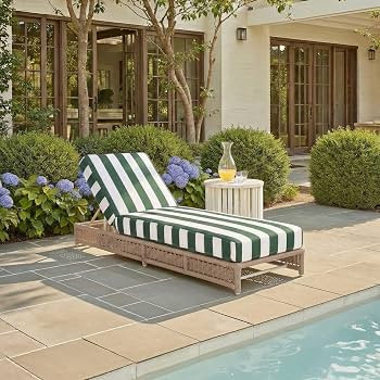 SAFAVIEH Outdoor Patio Furniture Collection \u2013 Callan Tan Rope & Hunter Green Stripe Cushion ... | Amazon (US)