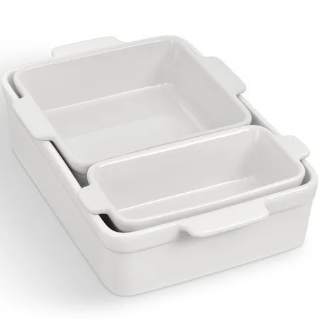 Best Choice Products 3-Piece Ceramic Bakeware Set, Stoneware Baking Dishes, Casserole Serving Set - Vanilla Buttercream | Walmart (US)