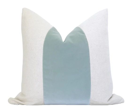 MEZZO Decorative Pillow Cover - Seafoam - Velvet Pillow - Linen Pillow - Aqua Velvet Pillow - Tea... | Etsy (US)