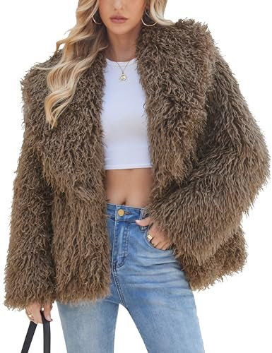FOMELY Faux Fur Coat Women Long Sleeve Winter Outerwear Shaggy Parka Coat Faux Fur Jacket Women | Amazon (US)