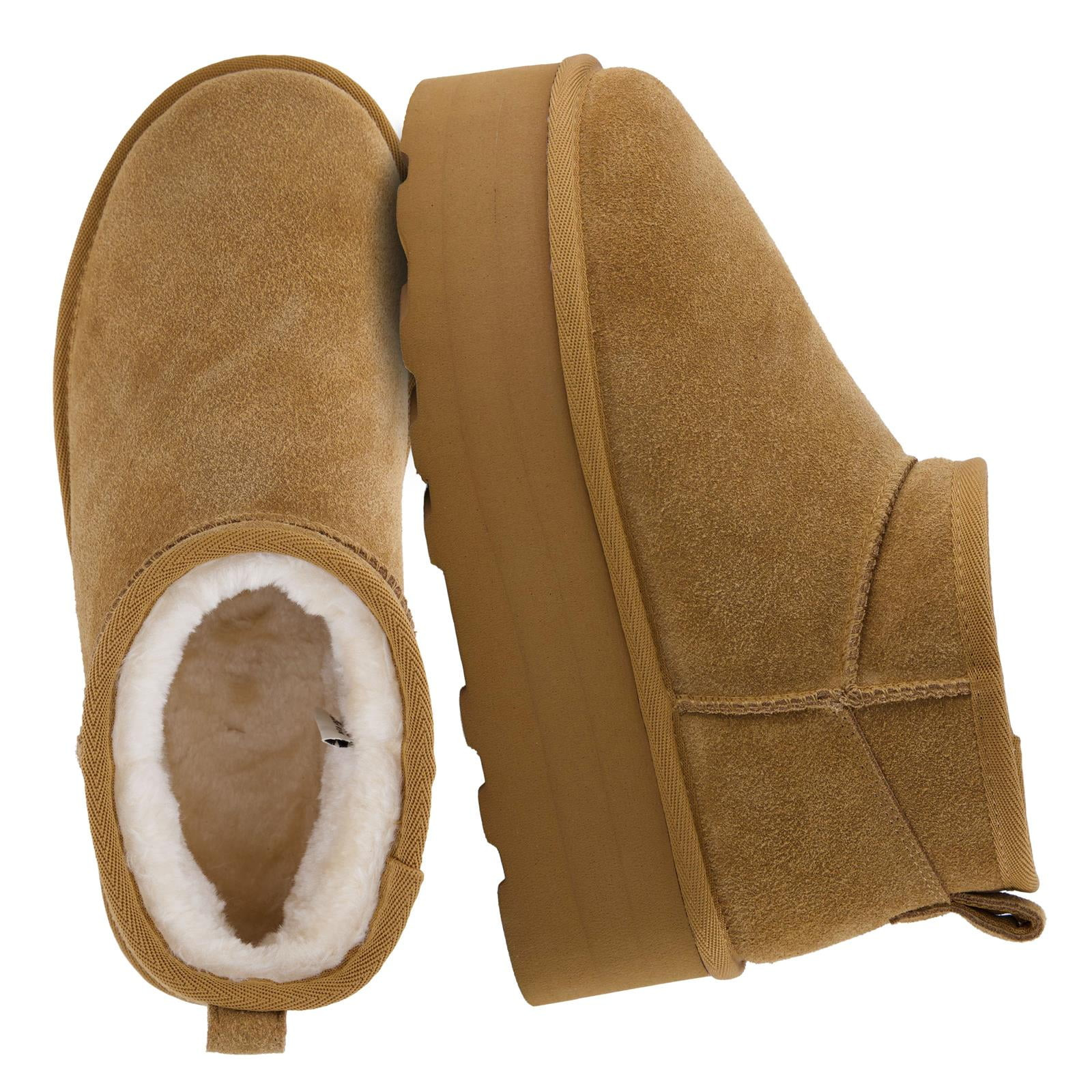 Cushionaire Hippy Women’s Suede Platform Ankle Boots – Water-Resistant Genuine Suede, Faux Fu... | Walmart (US)