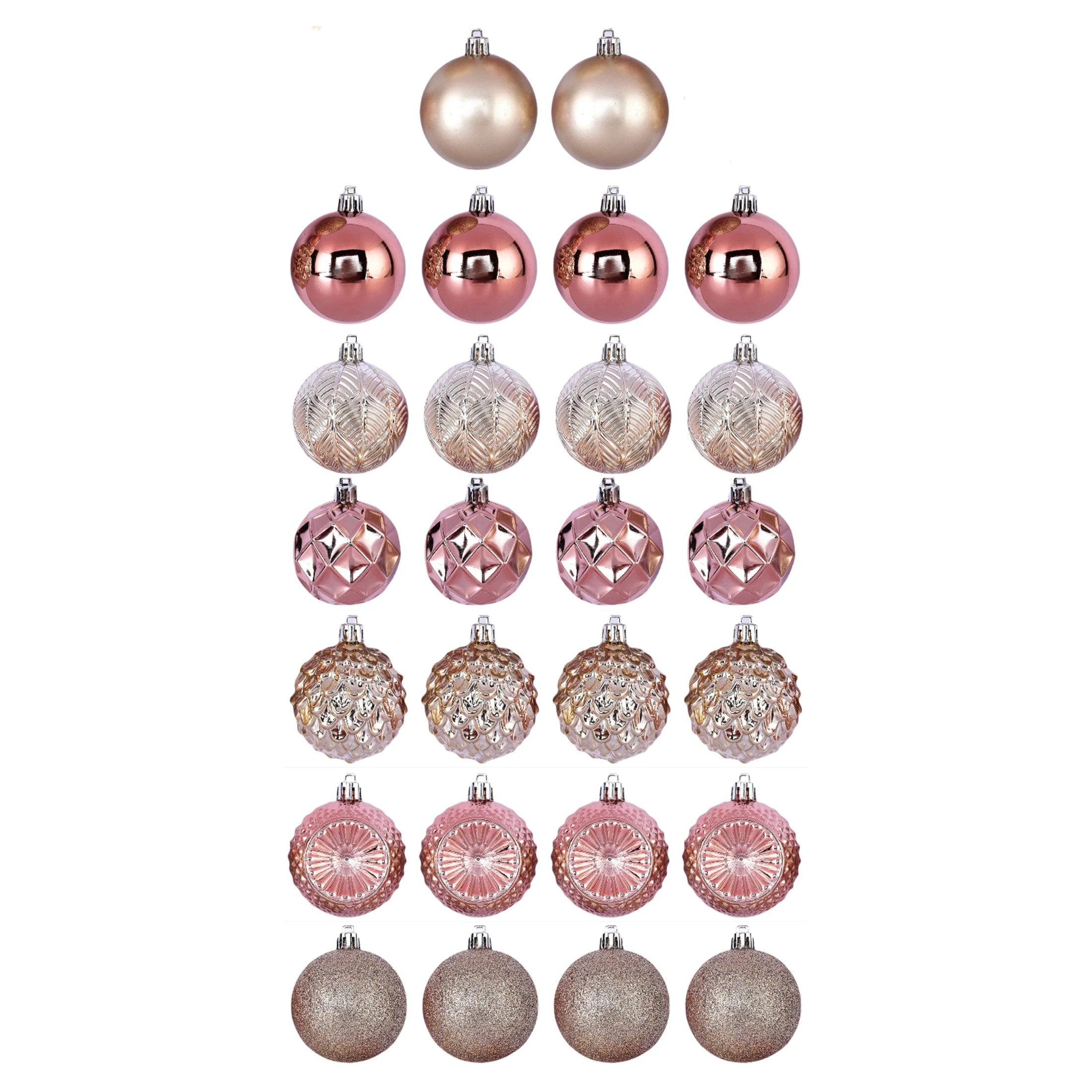 60mm Shatterproof Round Christmas Ornaments, Blush & Champagne, 26 Count, by Holiday Time | Walmart (US)