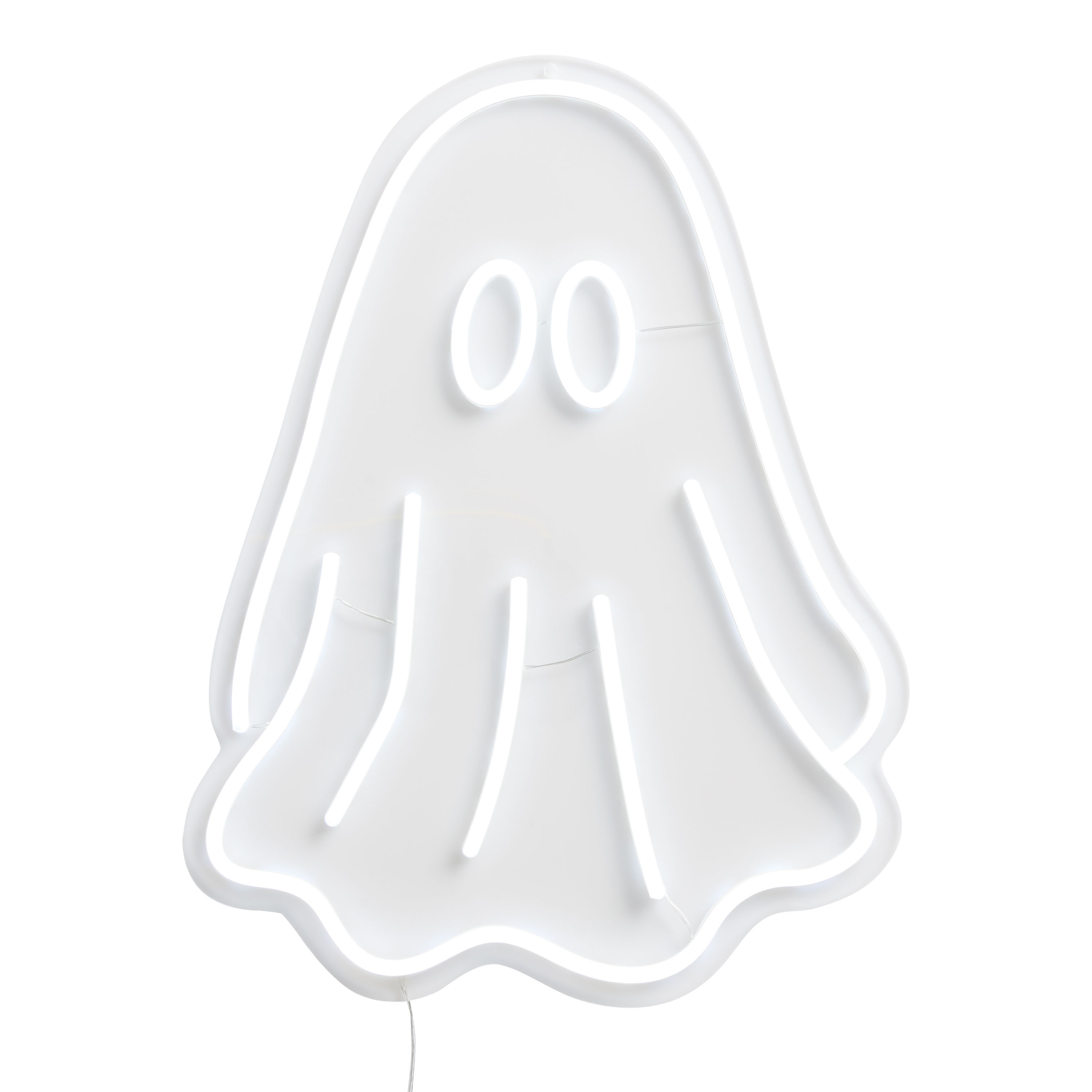 Neon White Ghost Halloween LED Electric Sign Wall Decor | World Market