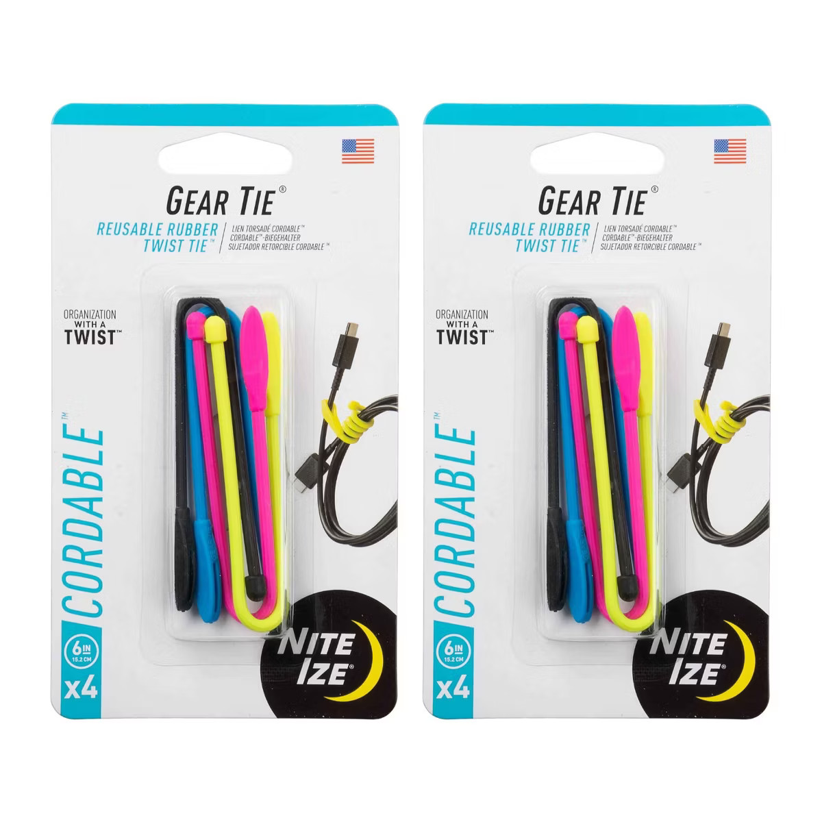 Nite Ize Gear Tie Cordable Twist Tie - Assorted Colors - 6 Inch - 8 Count (2 Pack) | Target