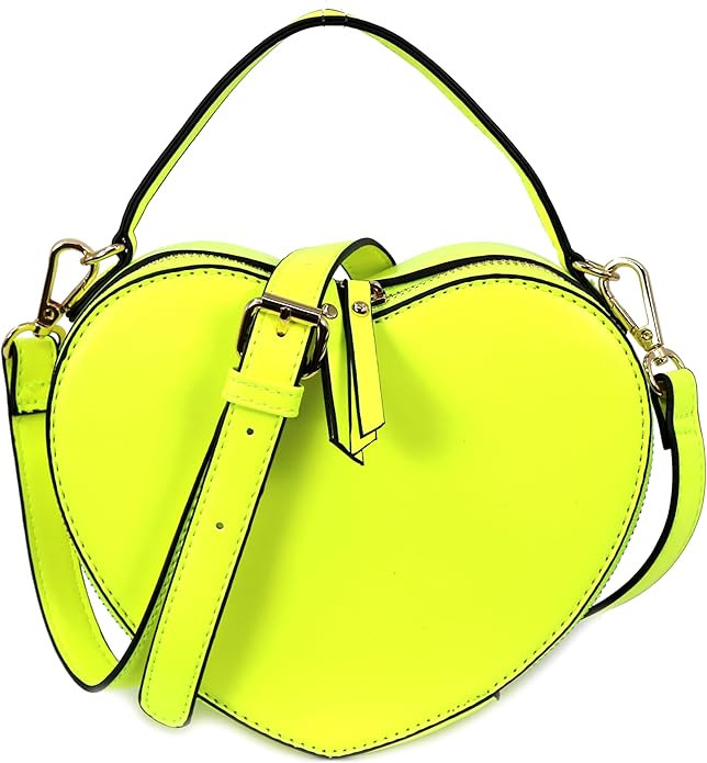 Trendeology Cute Heart Shape Girls Womens Vegan Leather Small Handle Satchel Crossbody Purse | Amazon (US)