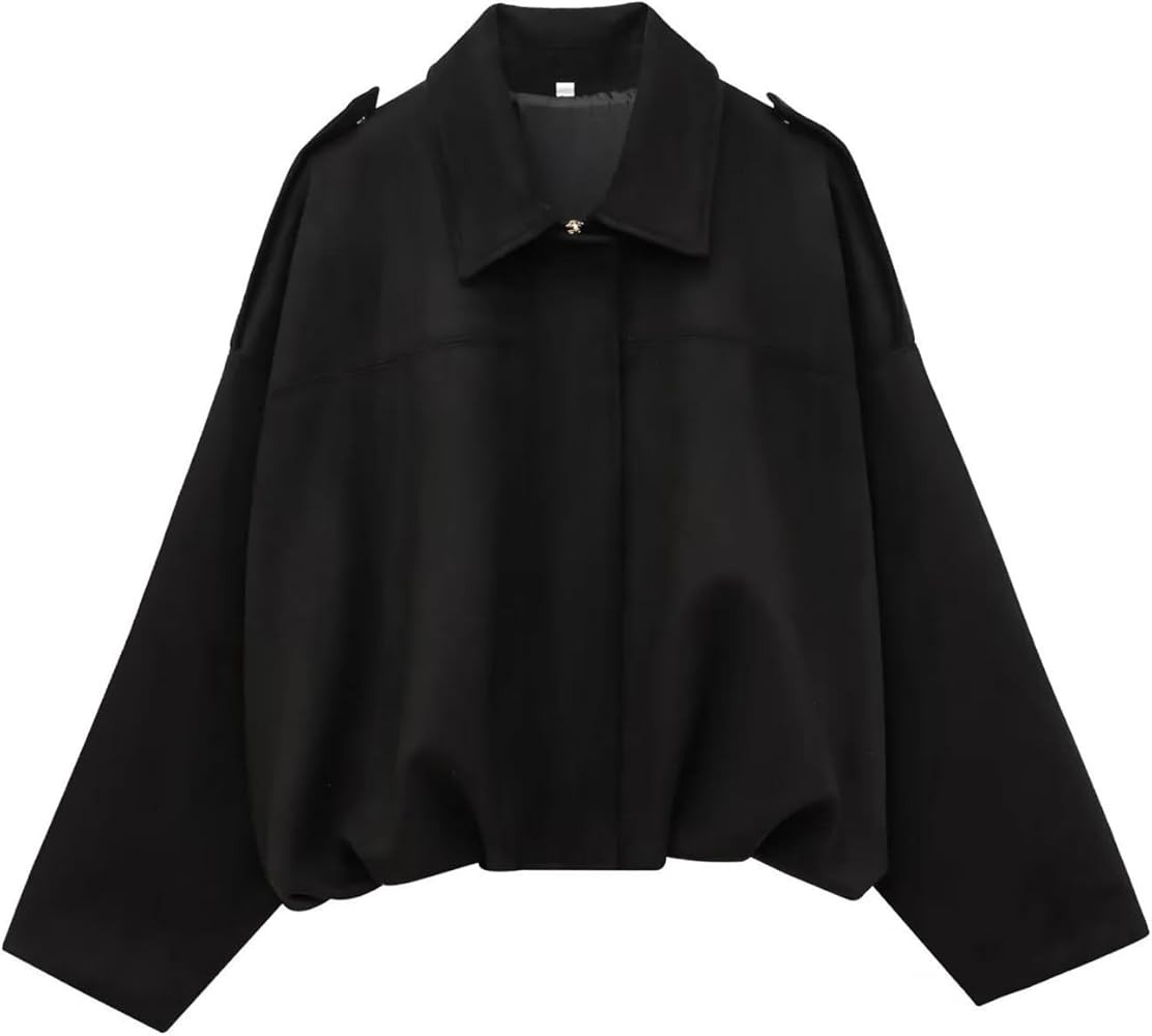 Kissonic Womens Faux Suede Bomber Jacket Oversized Batwing Long Sleeve Zip Up Cropped Coat Street... | Amazon (US)