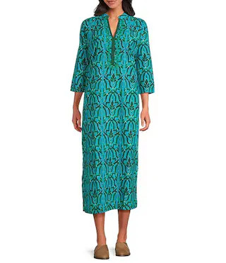 Clorinda Soraya Mandarin Collar 3/4 Sleeve Kurta Dress | Dillard's