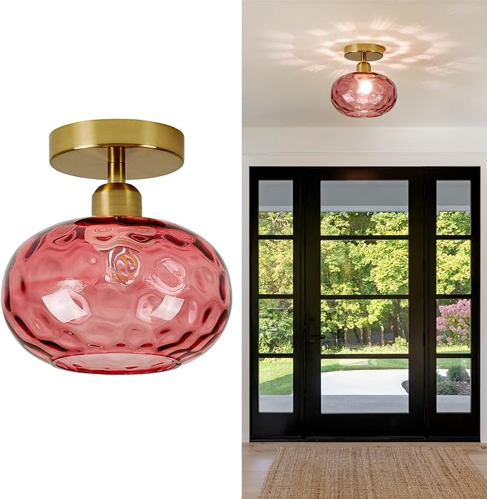 7.9″ Small Semi Flush Mount Ceiling Light,Red Hallway Light Fixtures | Amazon (US)
