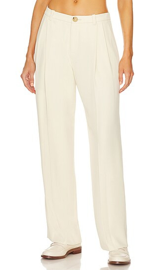 Drop Waist Pleated Crepe Trouser in Birch | Revolve Clothing (Global)