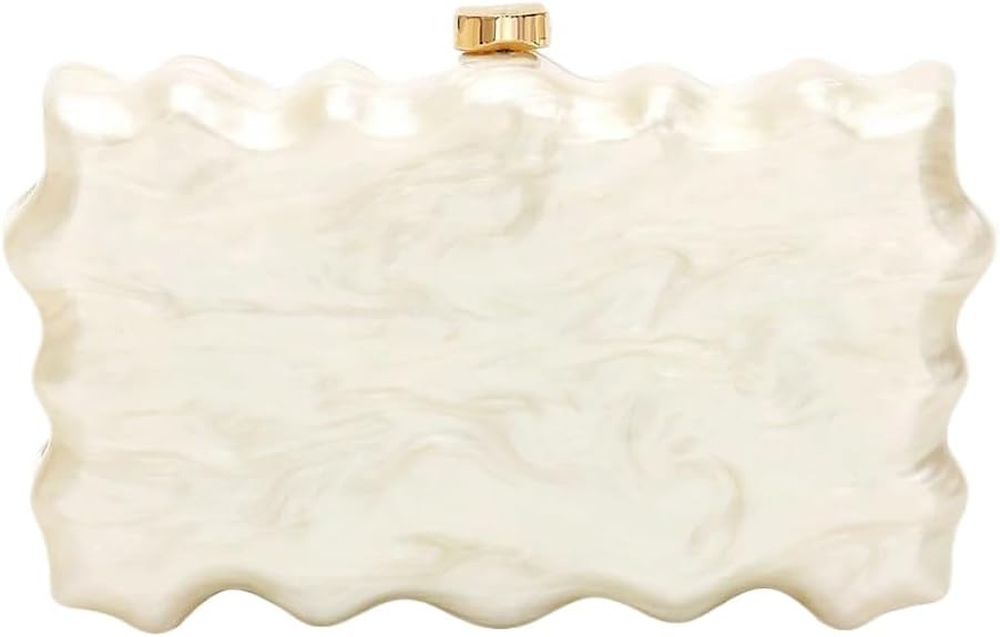 Women Acrylic Evening Clutch Purse Glitter Wavy Marble Handbag Chain Shoulder Bag for Party Prom ... | Amazon (US)