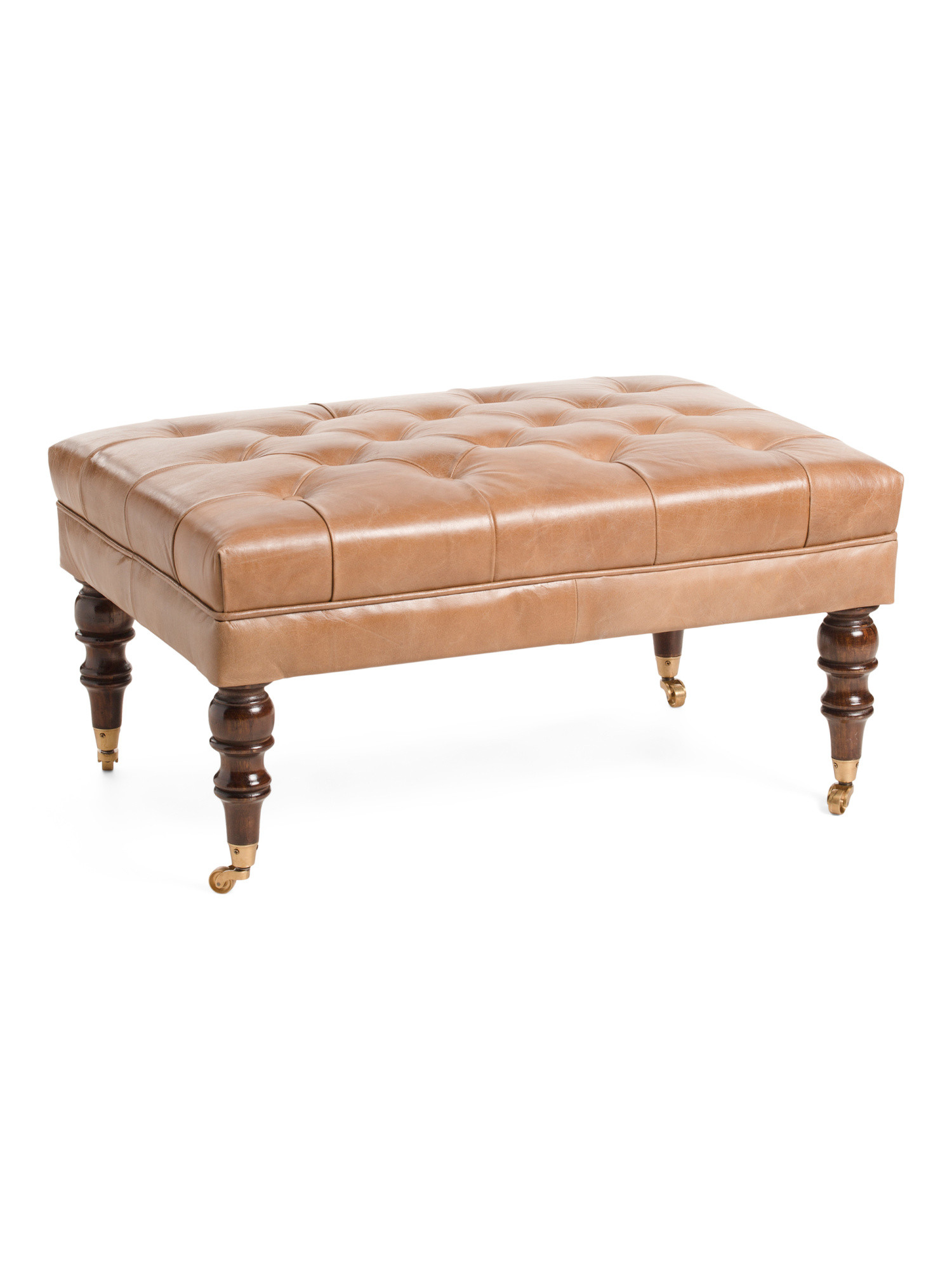 36x19 Buffalo Leather Ottoman With Caster Wheel Legs | Home | Marshalls | Marshalls