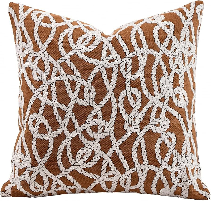 Croker Horse Premium Throw Pillow Covers 20x20 Inches - Tawny Birch Ropetide Knot Chenille Jacqua... | Amazon (US)