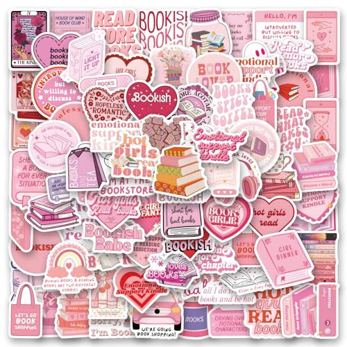 126 PCS Pink Bookish Stickers,Book Stickers for Kindle,Booktok Reading Stickers,Aesthetic Kindle Stickers,Bookish Gifts for Woman,Girl,Book Lover | Amazon (US)