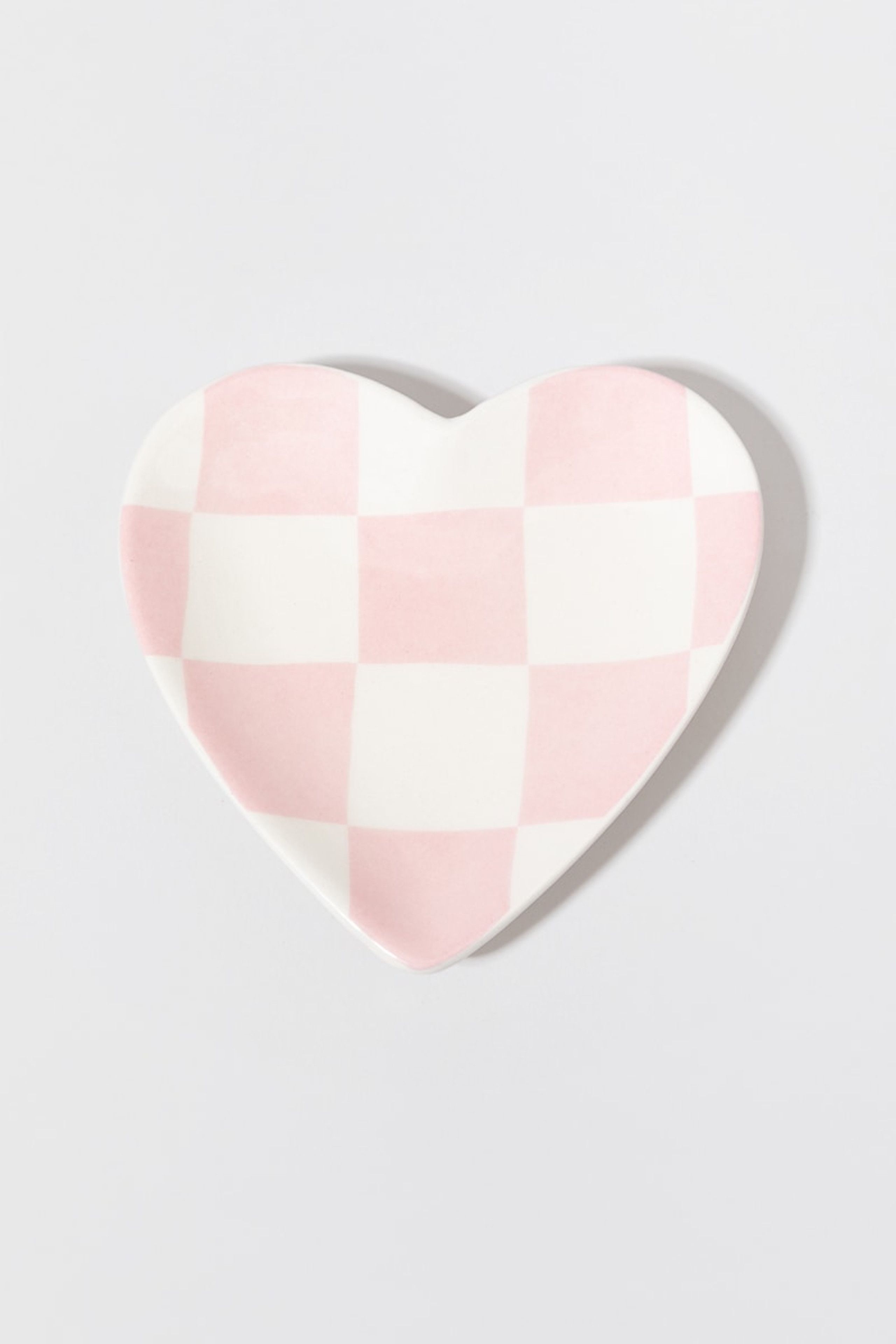 Dianne Pink Heart Shaped Checkered Trey | Francesca's