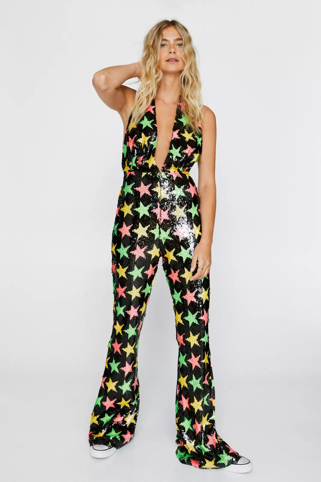 Star Sequin Halter Neck Jumpsuit | Nasty Gal (US)