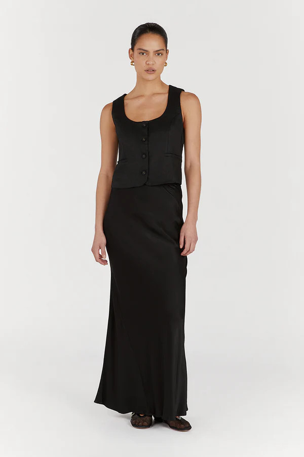 CHARLI BLACK SATIN MAXI SKIRT | DISSH