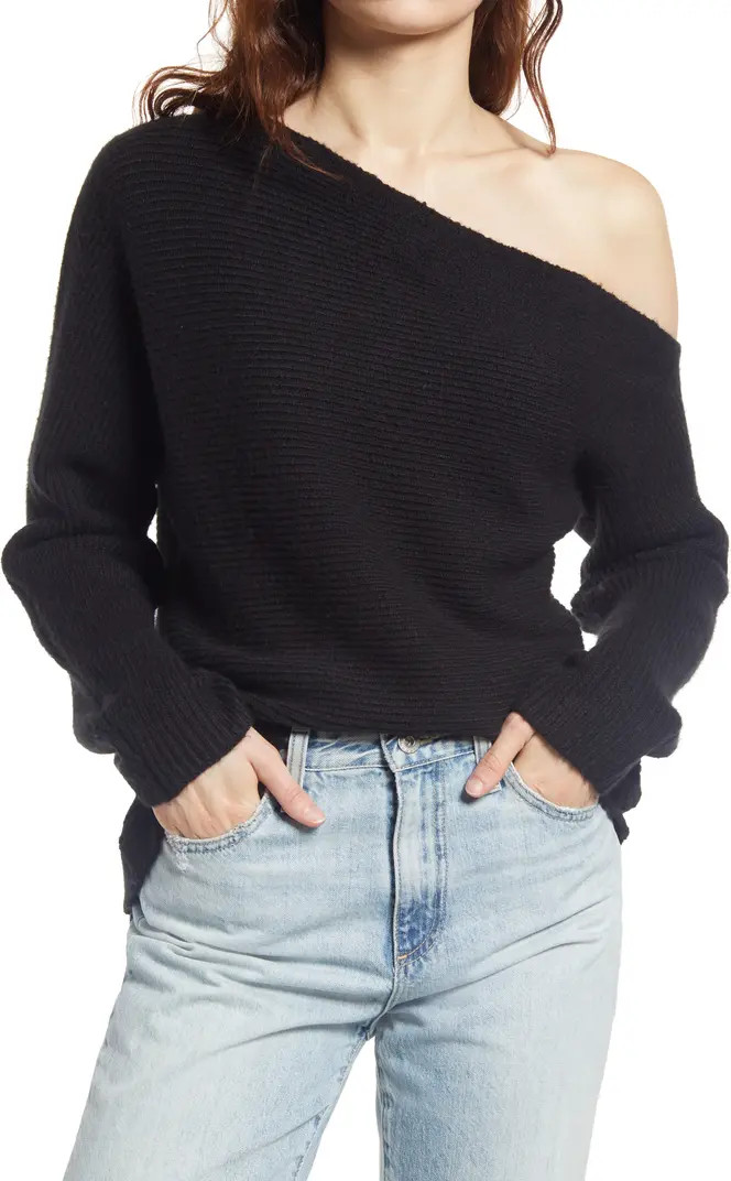 Ribbed One-Shoulder Pullover | Nordstrom