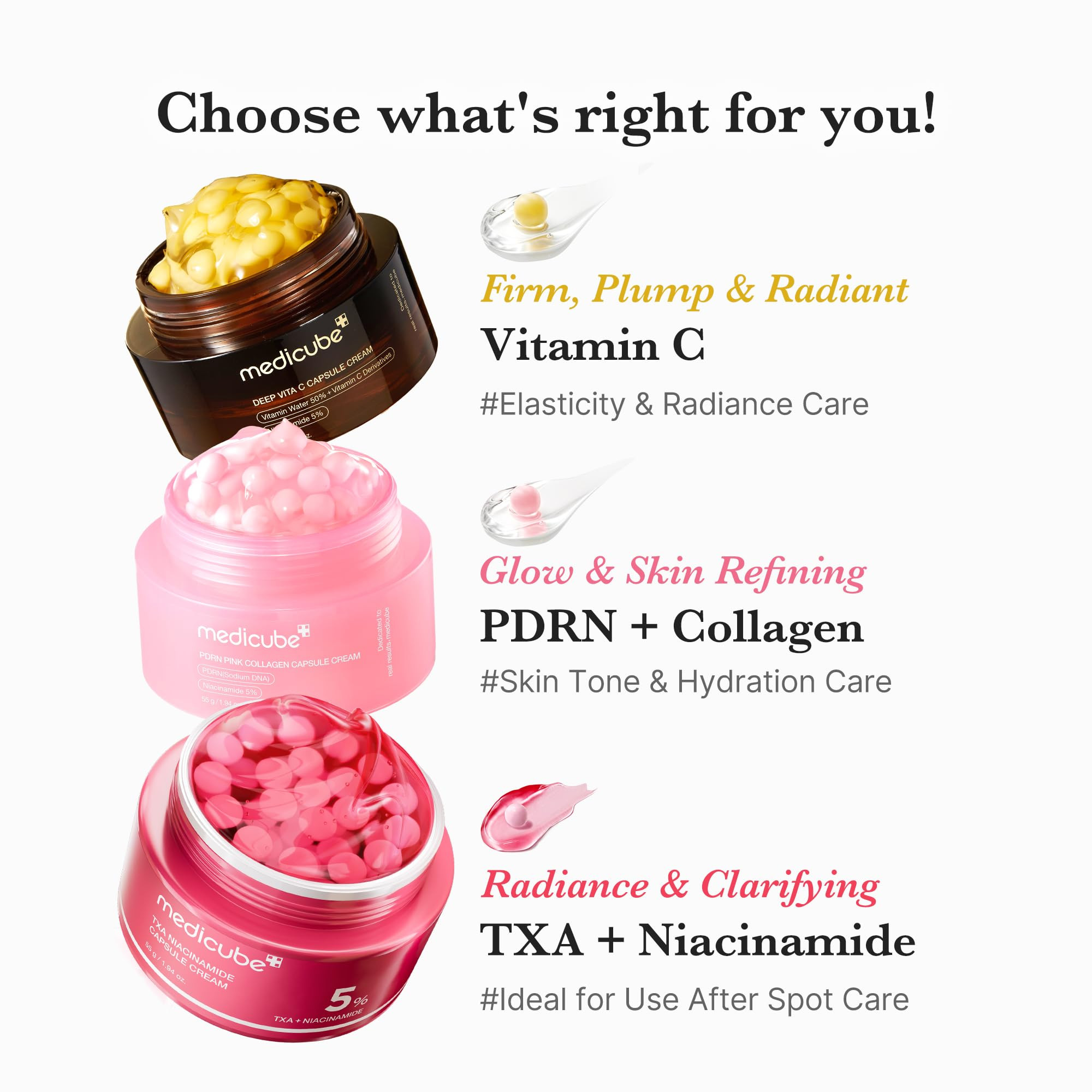 medicube Capsule Cream Trio: TXA + Niacinamide, Deep Vitamin C, and Salmon DNA PDRN Capsule Cream... | Amazon (US)