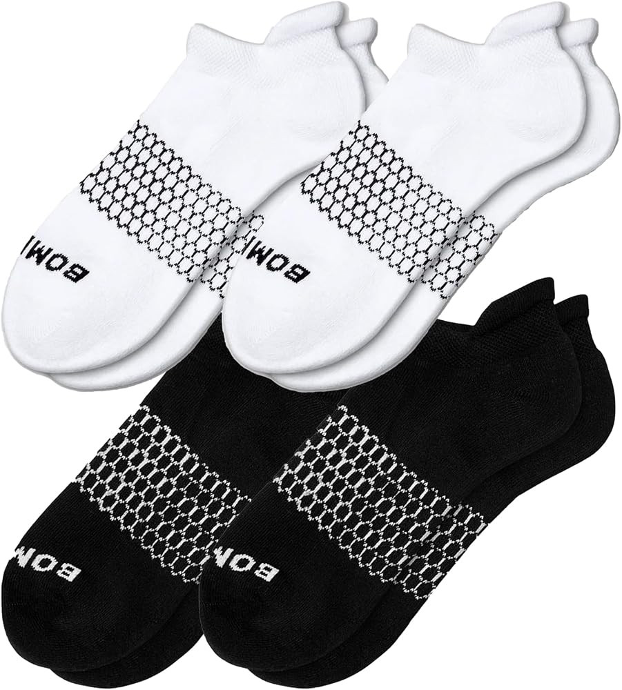 BOMBAS Men's Originals Black/White Ankle Socks, 4 Pack (2 White, 2 Black), Size Large | Amazon (US)