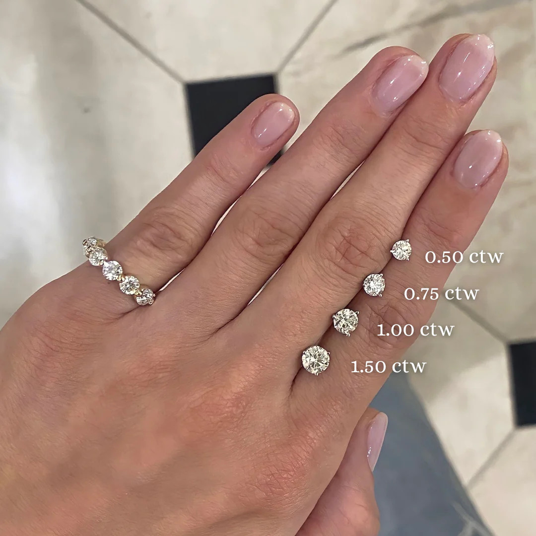 Three Prong Martini Natural Diamond Stud Earrings | RW Fine Jewelry