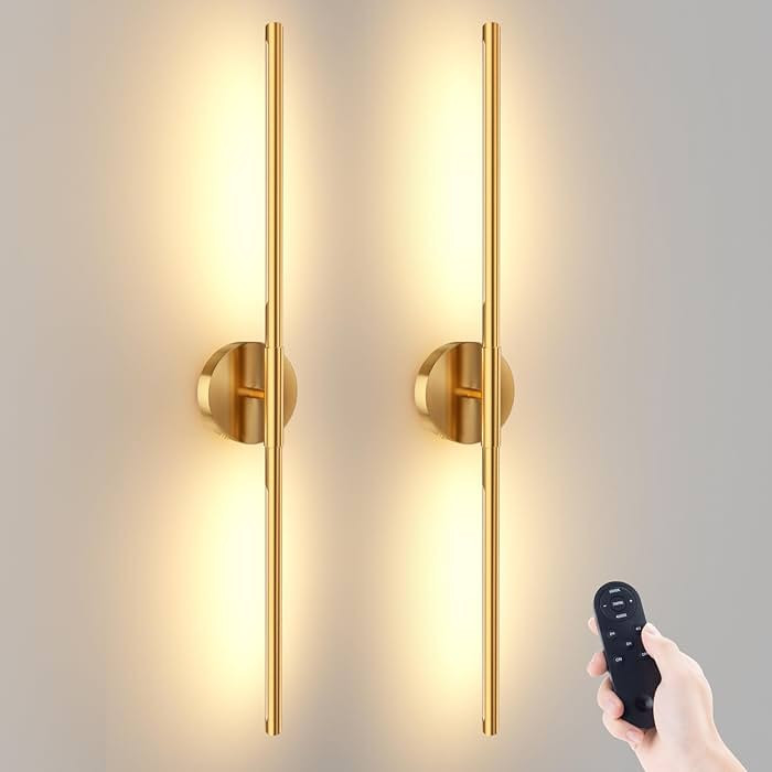 Battery Operated Wall Sconces Set of 2, 360°Rotation Wireless Rechargeable Wall Lights: Dimmable... | Amazon (US)