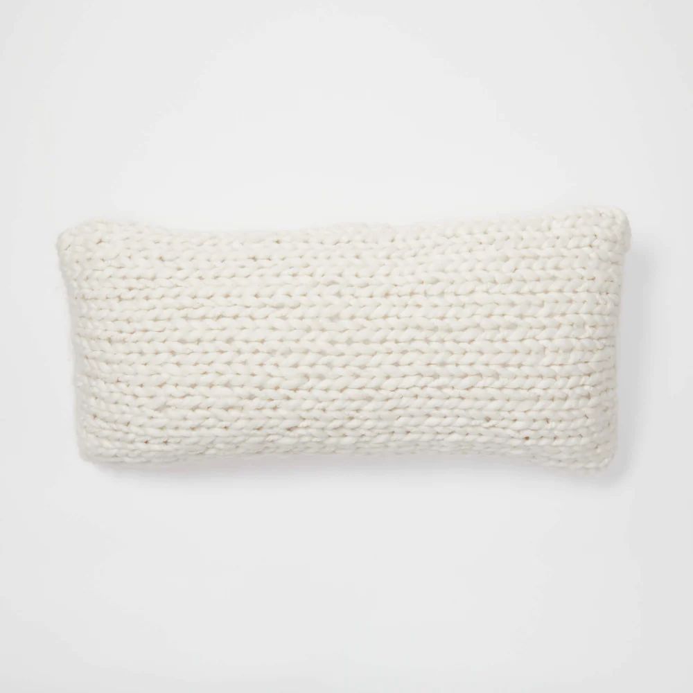 Emme Chunky Knit Lumbar Pillow Cover - Ivory - Dormify | Dormify