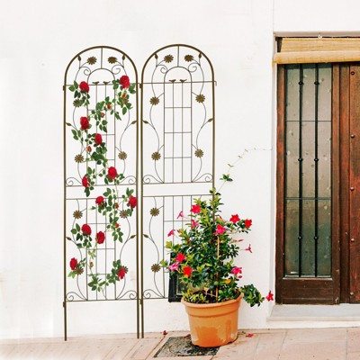 MOEPISY 2 Pack Metal Garden Trellis 86.7 inch x 19.7 inch Brown | Target