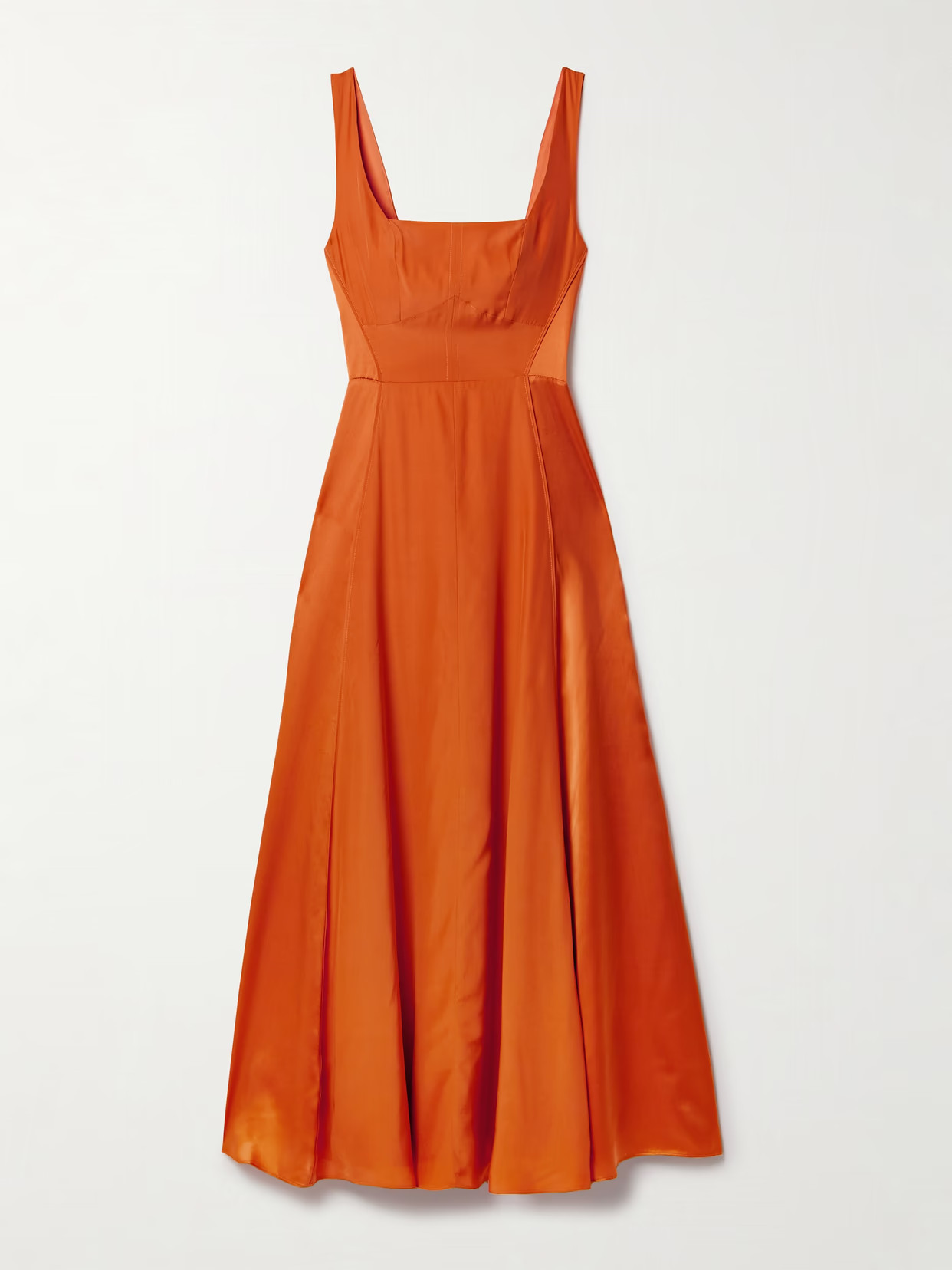La Ligne - Pleated Silk-satin Midi Dress - Bright orange | NET-A-PORTER (UK & EU)