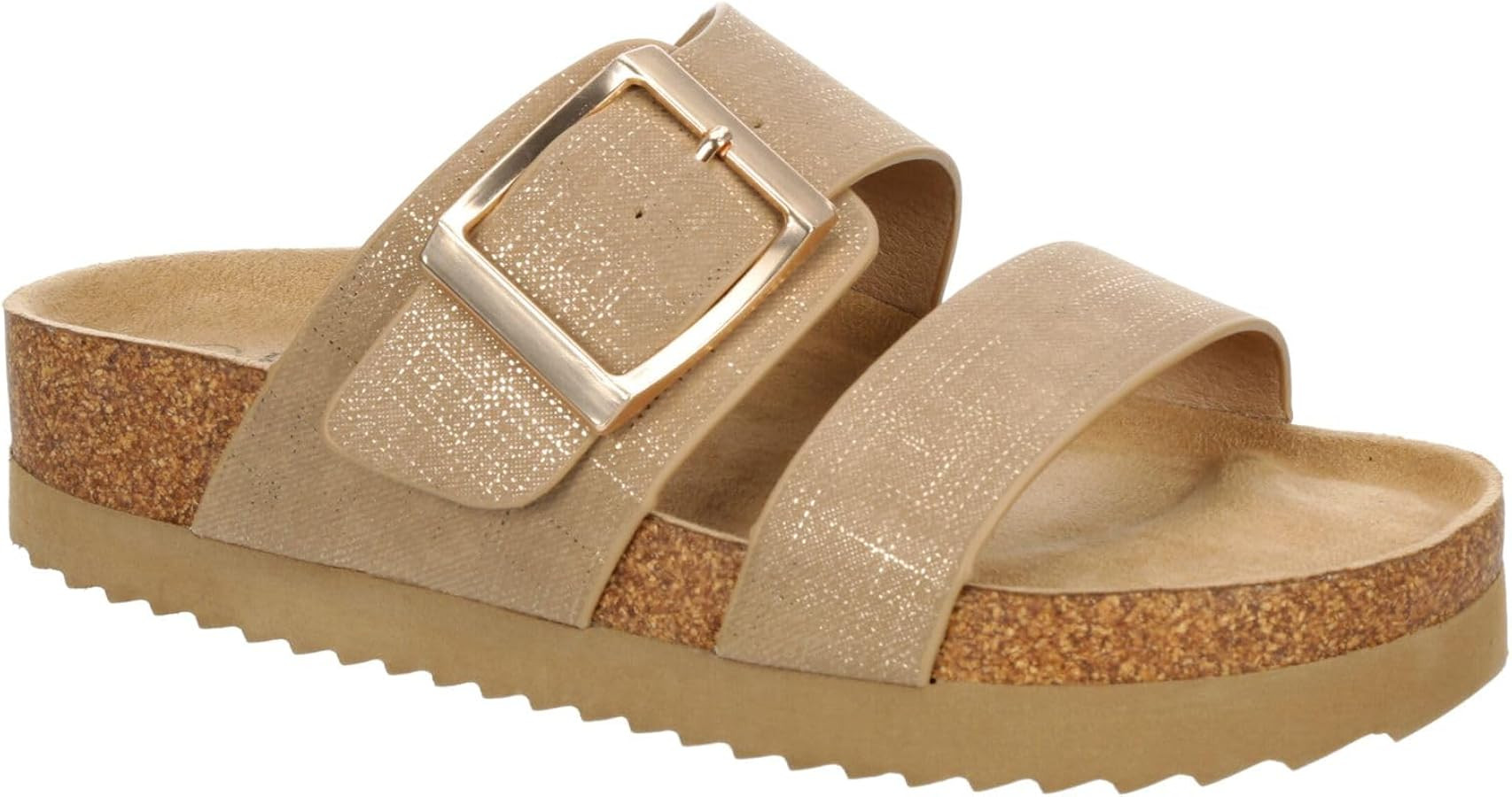 Clara - Women's Two Strap Platform Footbed Slide Sandals | Amazon (US)