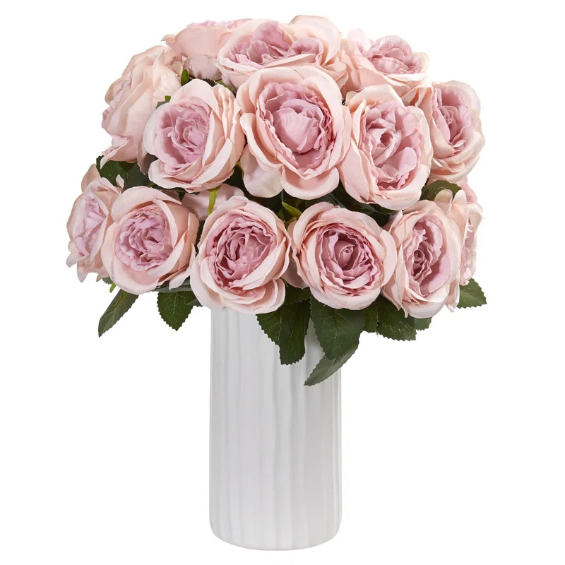 Artificial Rose Floral Arrangement in Vase | Wayfair North America