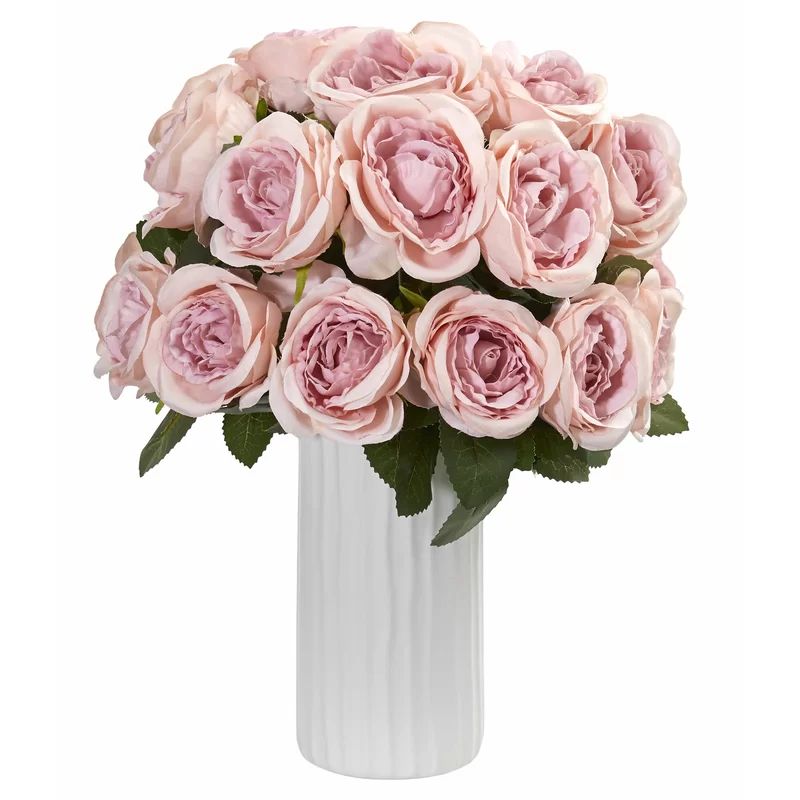 Artificial Rose Floral Arrangement in Vase | Wayfair North America