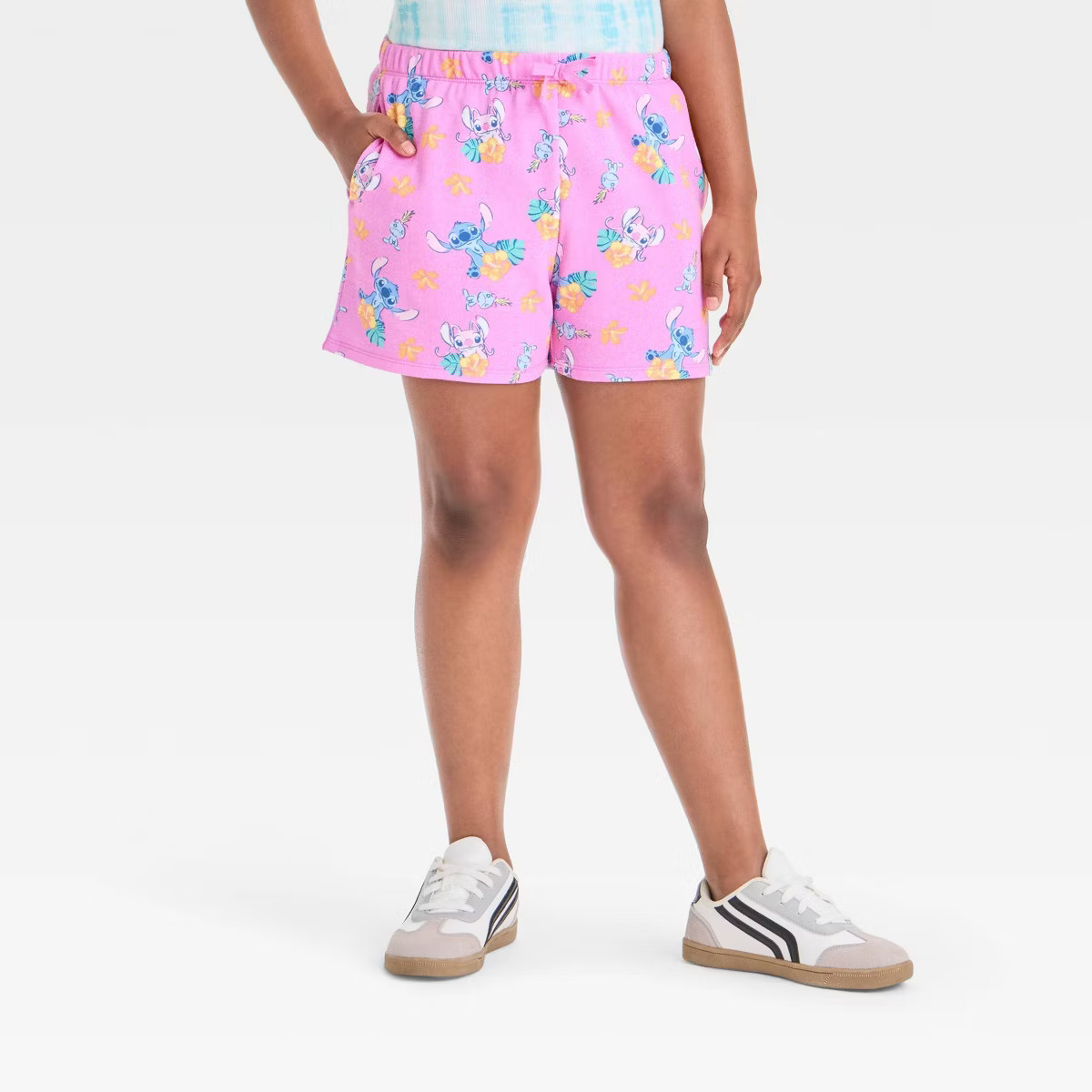 Girls' Disney Stitch Terry Shorts - Pink | Target
