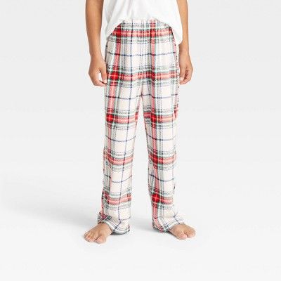 Kids' Holiday Plaid Fleece Matching Family Pajama Pants - Wondershop™ White | Target