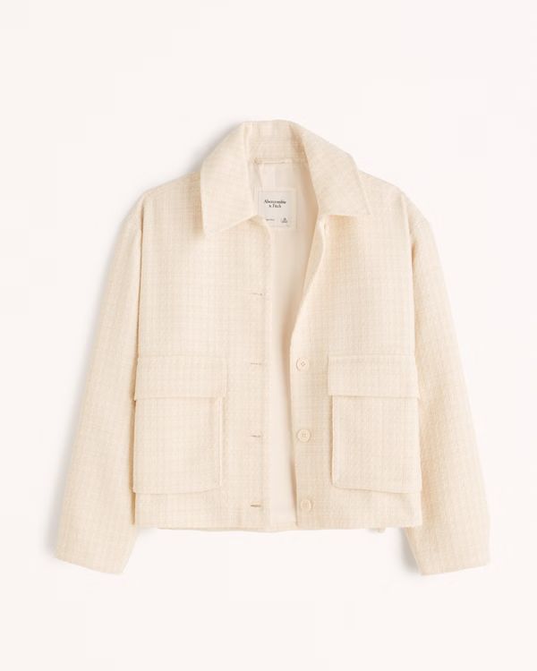 Classic Length Tweed Shirt Jacket | Abercrombie & Fitch (US)