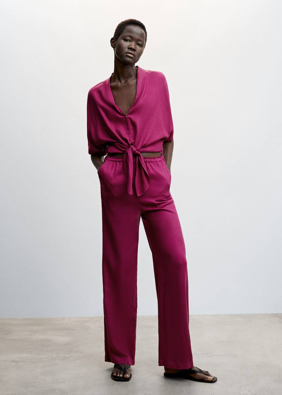 Satin knot blouse | MANGO (US)