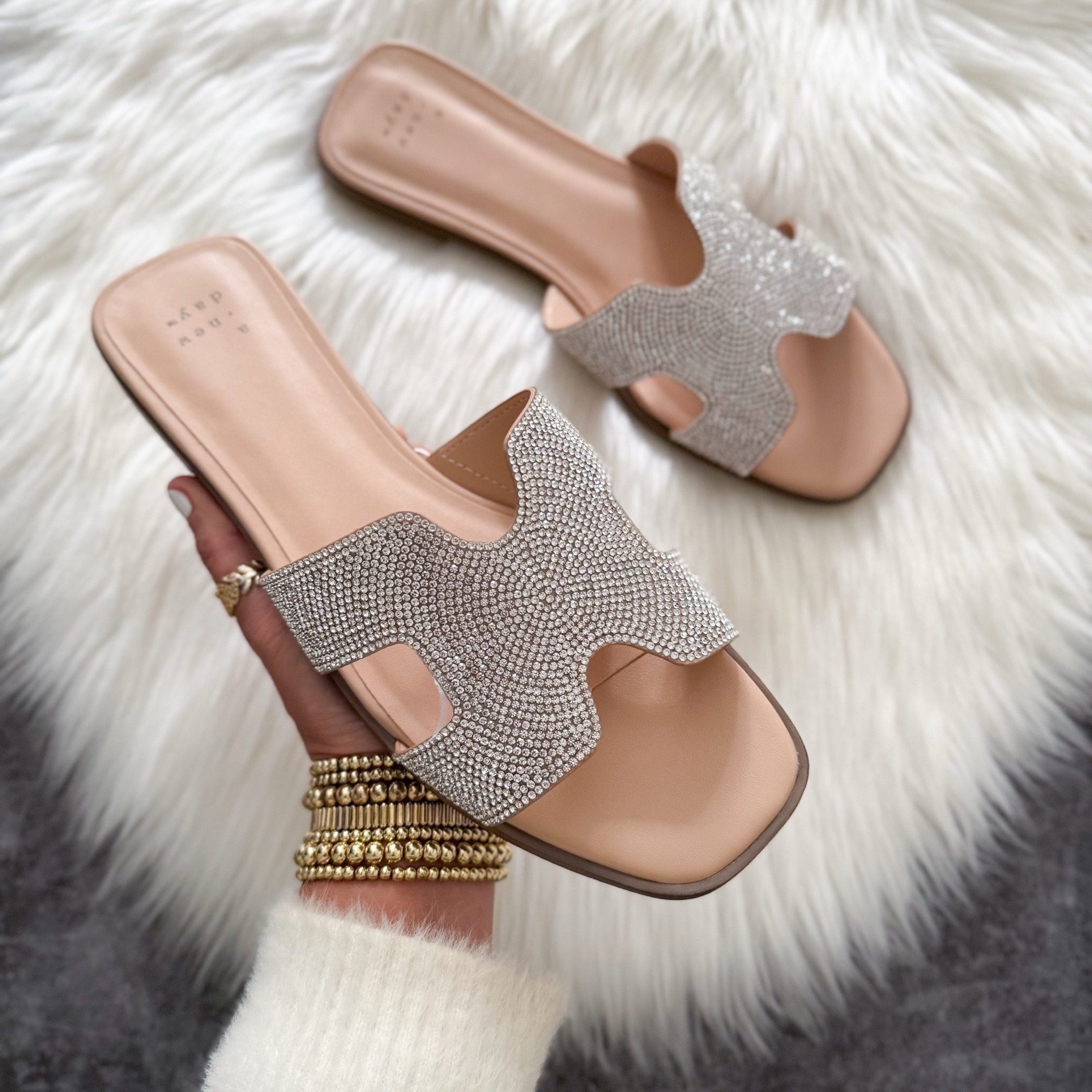 Target womens Nia rhinestone flat sandals a new day run true to size. Only $25