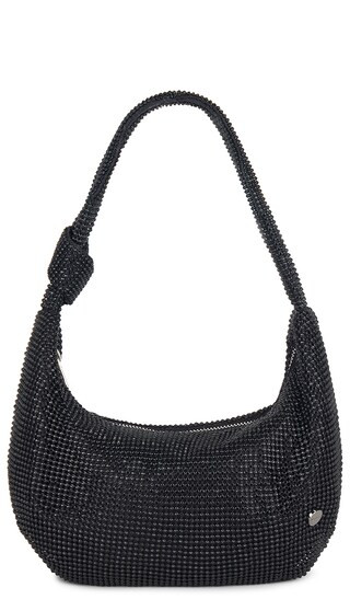 Jessica Soft Crystal Mesh Croissant Bag in Black | Revolve Clothing (Global)