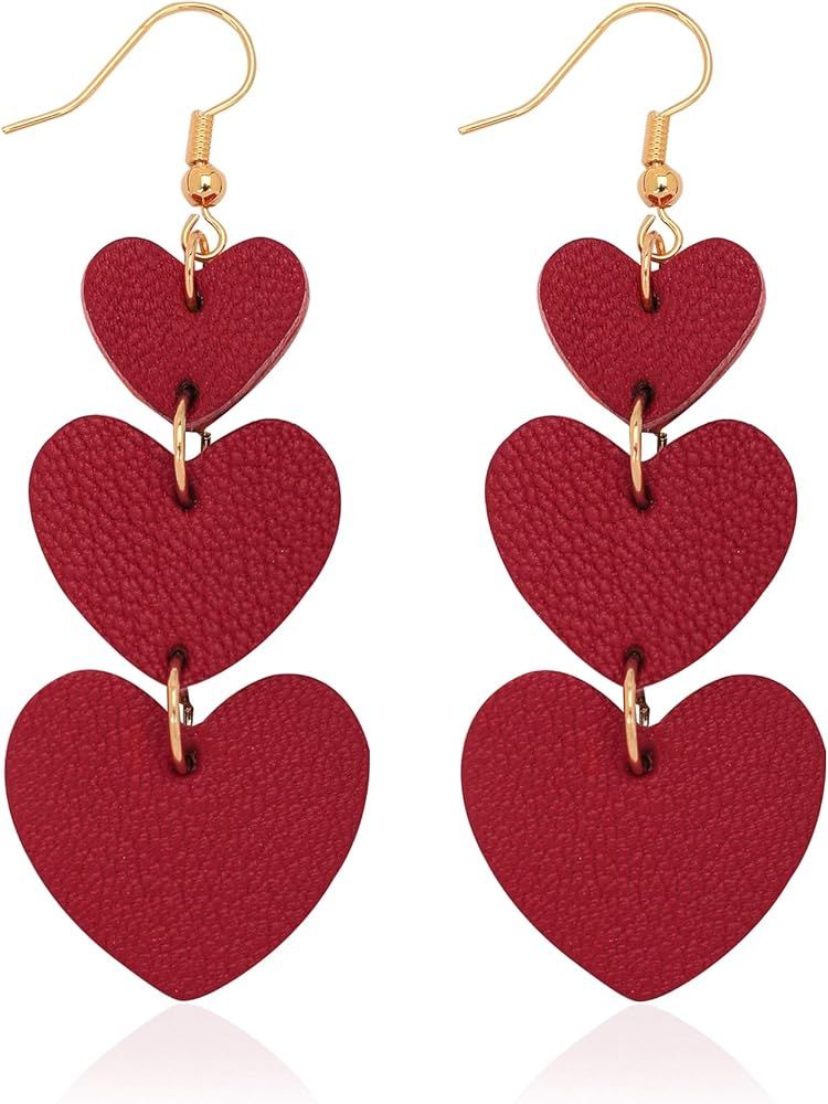 Jagucho Leather Earrings Dangle for Women, Lightweight Hoop Earrings Drop for Teen Girls, Gifts f... | Amazon (US)