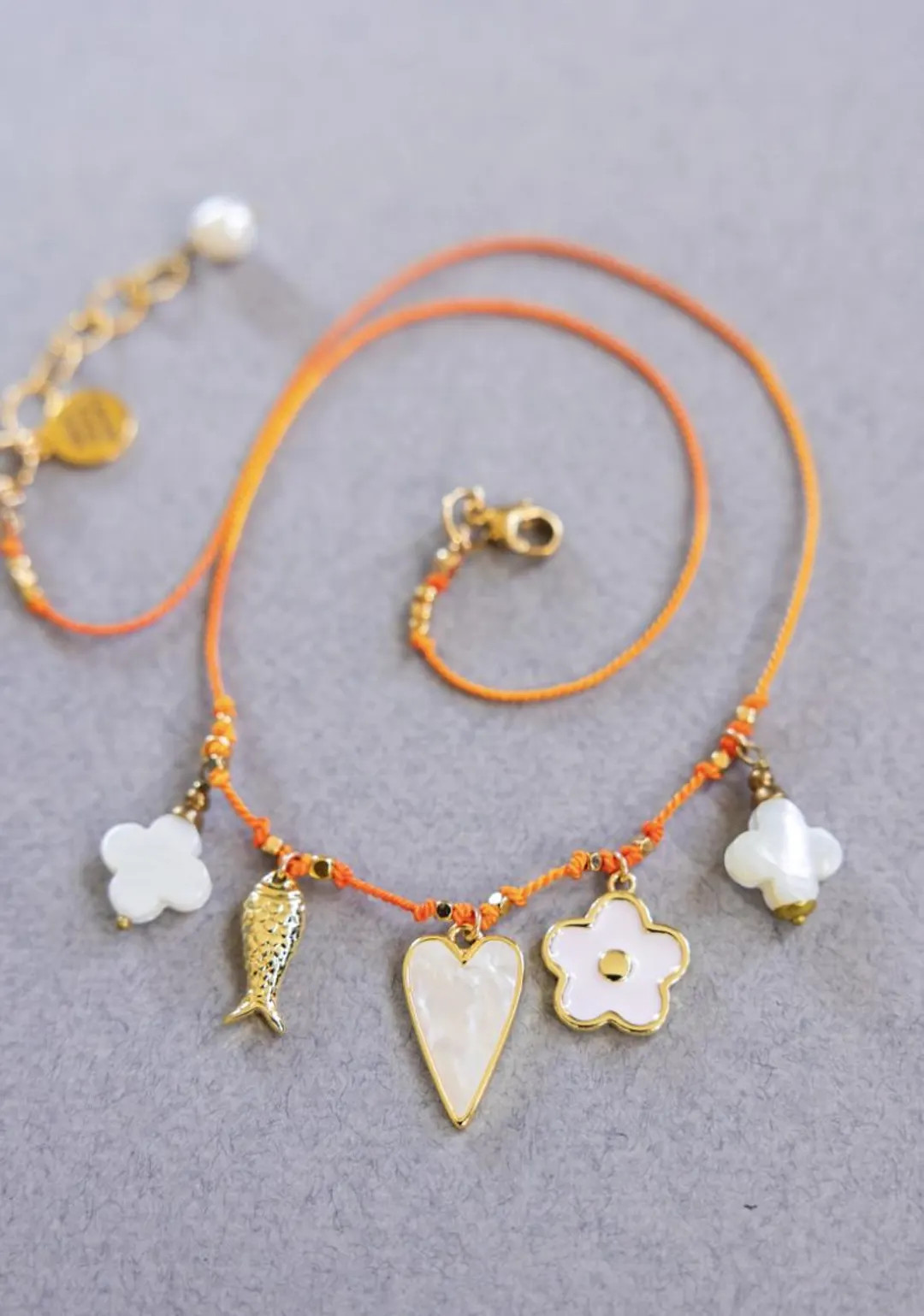 CHARM NECKLACE, Heart Charm, Pearl Necklace, Fish Charm, Hand Knotted Necklace, Pearl Clover | Etsy (US)