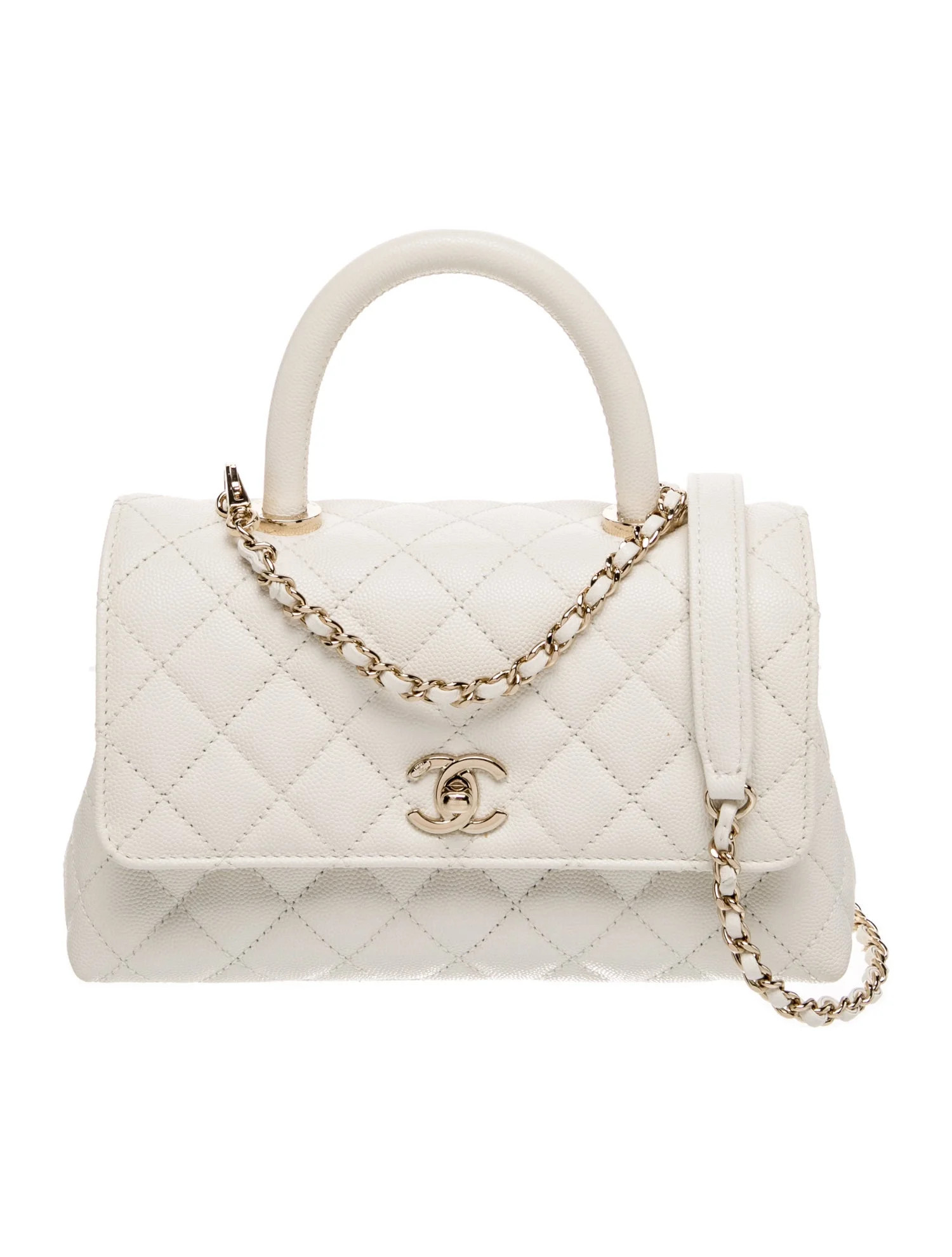 Chanel Mini Coco Handle Bag - White Handle Bags, Handbags - CHA1399177 | The RealReal | The RealReal