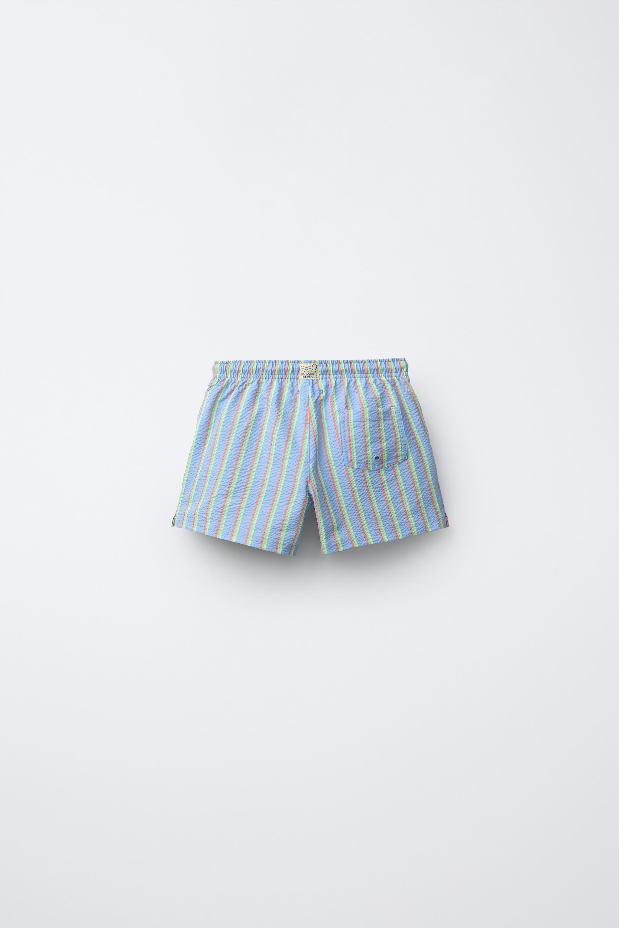2-6 YEARS/ STRIPED SEERSUCKER SWIM SHORTS | Zara US
