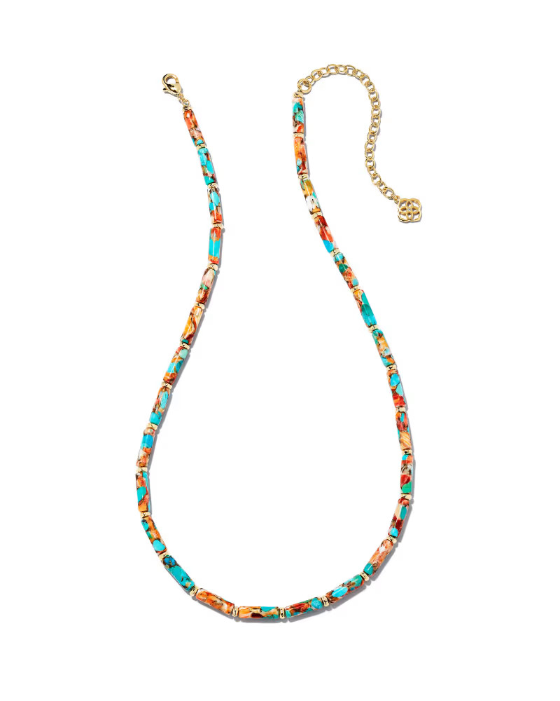 Ember Gold Strand Necklace in Bronze Veined Turquoise Magnesite Red Oyster | Kendra Scott