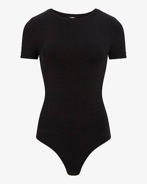 Supersoft Crew Neck Short Sleeve Thong Bodysuit | Express
