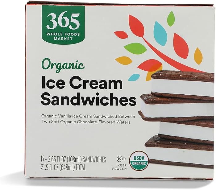 365 by Whole Foods Market, Ice Cream Sandwiches Organic 6 Count, 21.9 Fl Oz | Amazon (US)