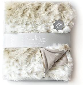 Mink Faux Fur Throw By Nicole Miller, Luxury Plush Blanket in Brown Taupe or Silver Gray (Snow Leopa | Amazon (US)