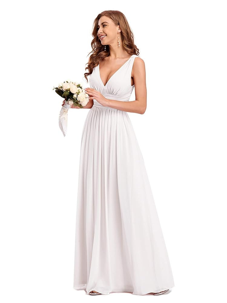 Ever-Pretty Womens Bridesmaid Dress V-Neck Sleeveless A Line Chiffon Floor Length Formal Dress 09... | Amazon (US)