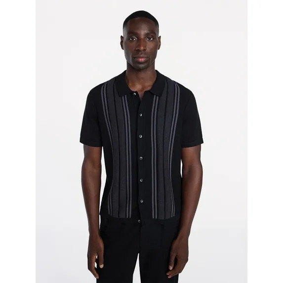 George Men’s Cotton Button Front Polo Sweater with Short Sleeves, Sizes S-3XL | Walmart (US)