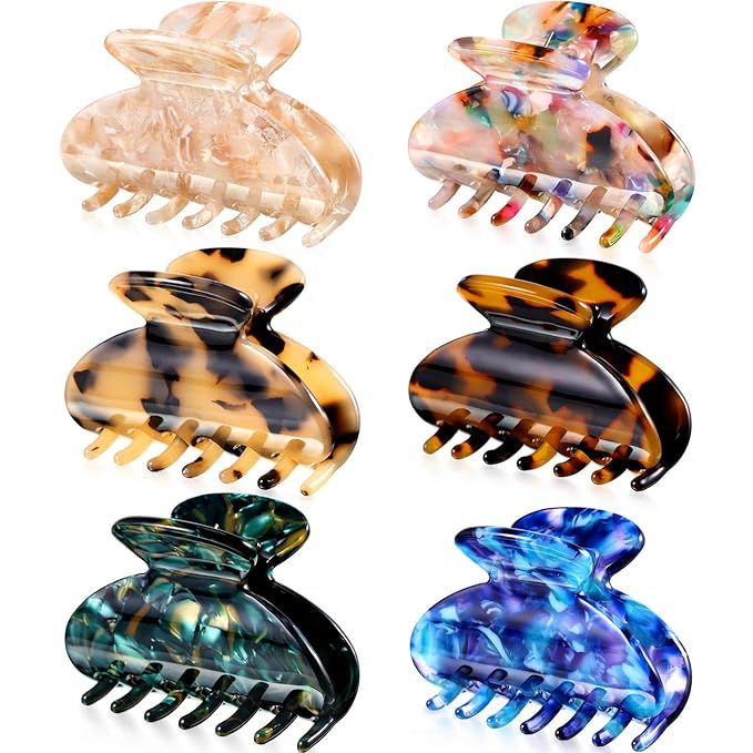 6 Pieces Tortoise Shell Hair Claw Clip for Women 2 Inch Hair Clip Tortoise Hair Medium Banana Cla... | Amazon (US)