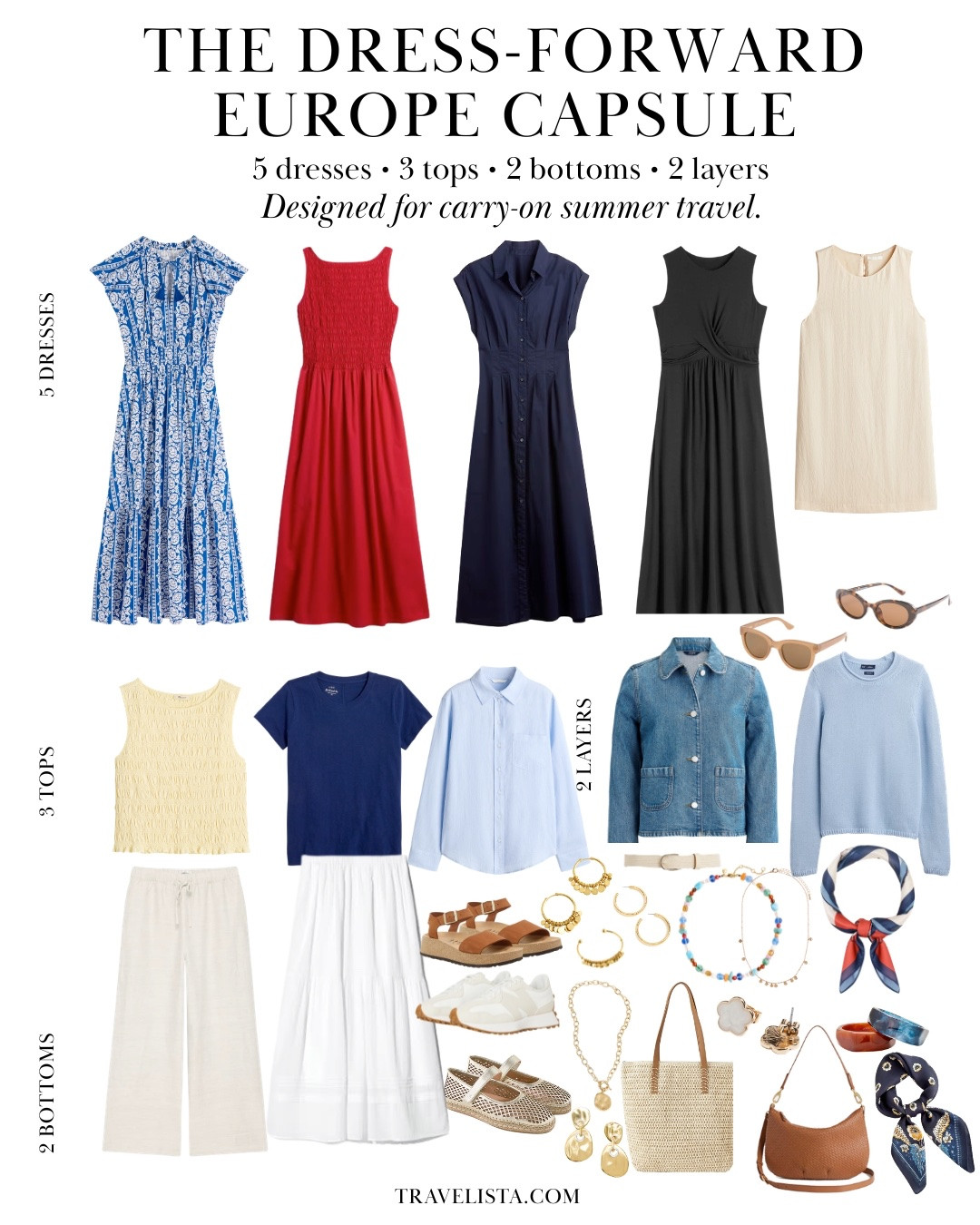 The dresses, outfits, shoes, and accessories from my Dress-Forward Europe Capsule are all linked here ✈️

The goal with this capsule wasn’t packing more.

It was building outfits that actually work together:
• dresses that serve different purposes
• easy day-to-night styling
• pieces that repeat well
• lighter packing with more outfit options

This is the exact kind of wardrobe I build for summer trips to Europe, Mediterranean travel, and multi-destination itineraries.

Think:
coastal dinners, city walking days, café mornings, museum afternoons, and warm evenings where you still want to feel put together.

You’ll find:
• statement dresses
• shirt dresses
• sporty/comfort dresses
• capsule basics
• accessories
• shoes
• layering pieces

Everything linked here works together intentionally so getting dressed on your trip feels easier ✨

#LTKOver40 #LTKTravel